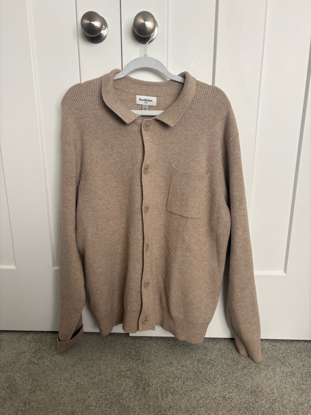 Goodfellow & Co Tan Knit Polo-Style Button Cardigan